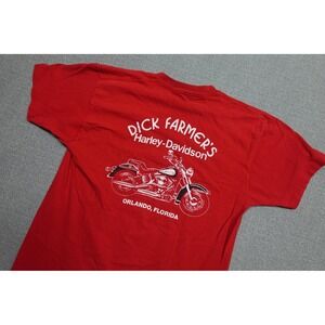 Vintage Harley-Davidson Shirt Mens Medium Red 3D Emblem Orlando Dealer Biker 90s